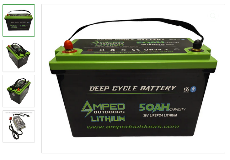 36V 100Ah Trolling Motor Lithium Battery System (2 36V 50Ah LiFePO4 Batteries in Parallel) - Bluetooth - IP67 Waterproof - Heated - 36V Charger