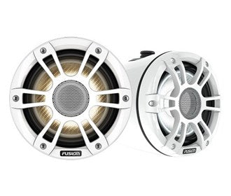 Fusion® Signature Series 3i Marine Wake Tower Speakers, 6.5" 230-watt CRGBW Sports White Marine Wake Tower Speakers (Pair)
