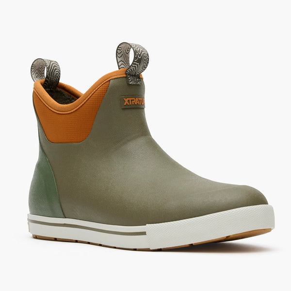 XTRATUF Men's Camp Fleece Lined 6 in Ankle Deck Boot Color:Olive/Spice